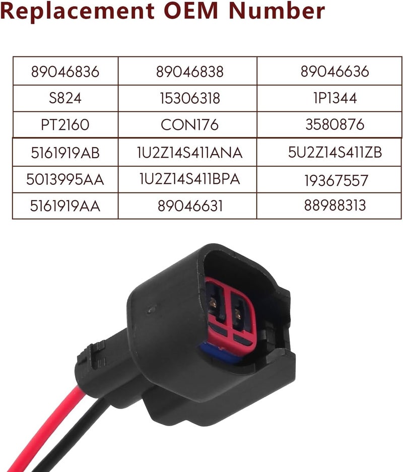 Ozikutech 8 Pcs Fuel Injector Connector Pigtail, Engine Fuel Injector Wiring Harness Plug Compatible with Ford F150 Explorer Expedition Crown Victoria Dodge Ram Jeep Cherokee EV6 Replace OEM# 5013995AA 15306318 - Image 2